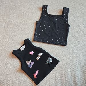 Lola + The Boys Black Ribbed Crewneck Tank